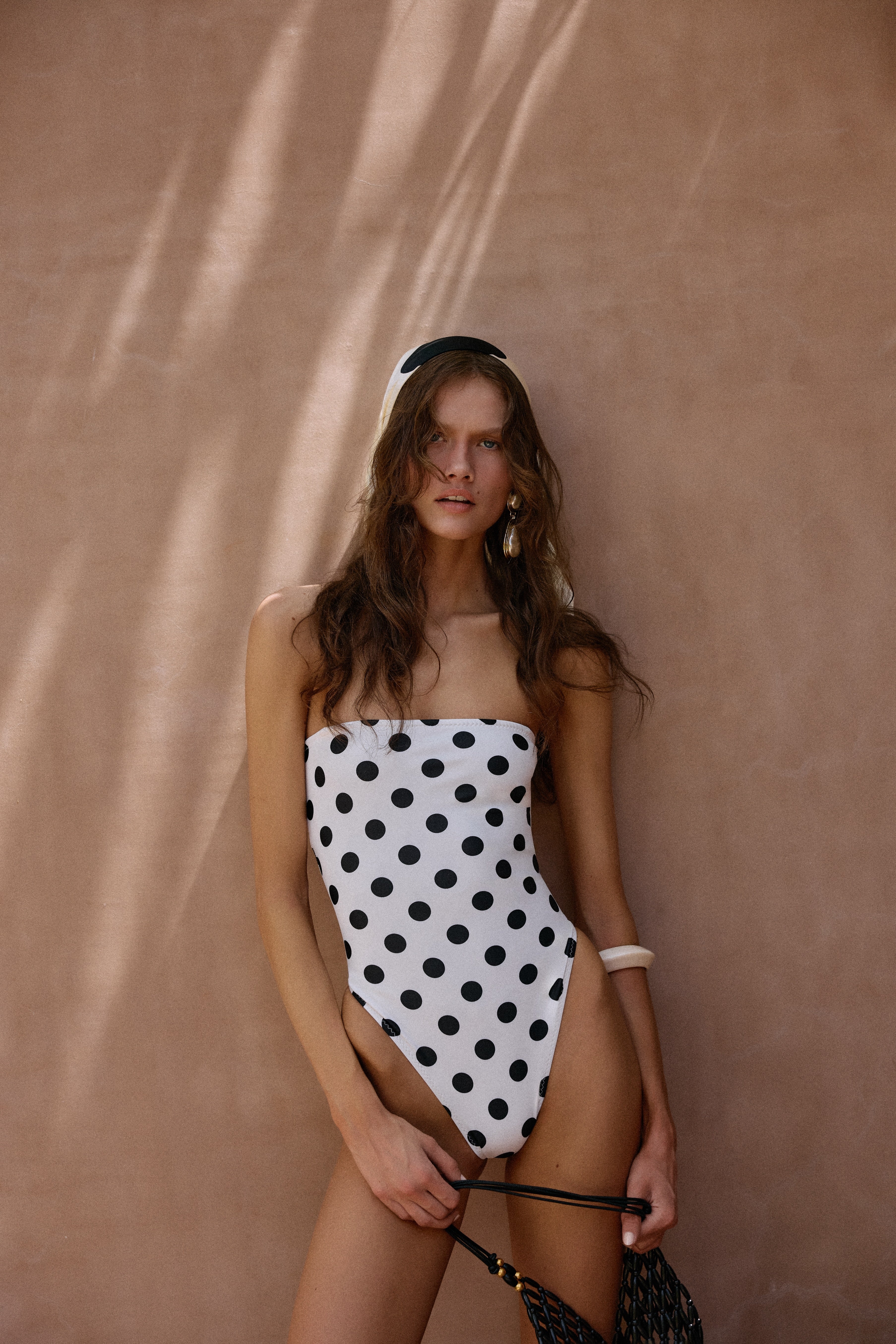 Strapless One Piece (White Black Polka Dot) - Image 3