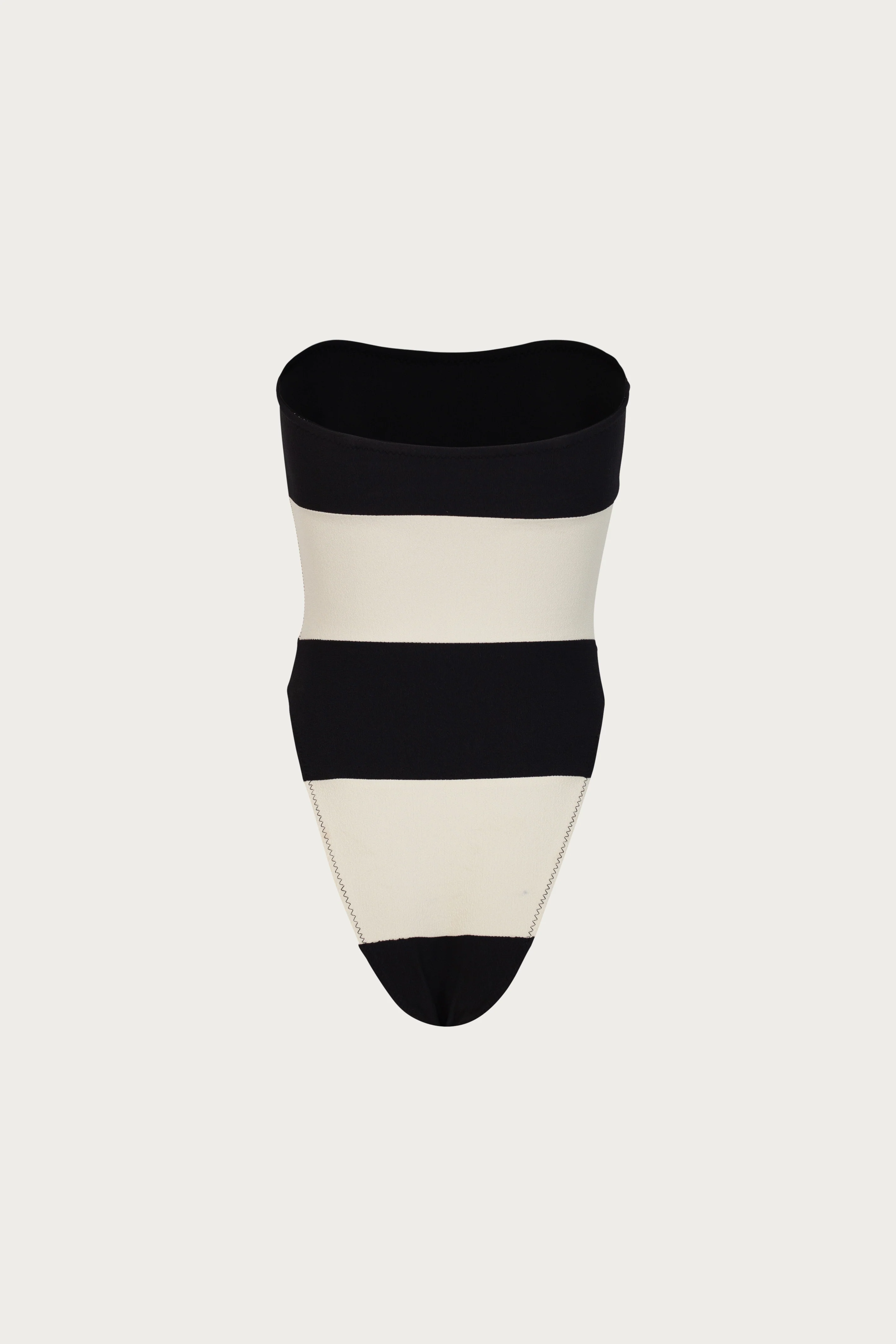 Stripe Strapless One Piece (Faux Suede Black/Cream) - Image 7