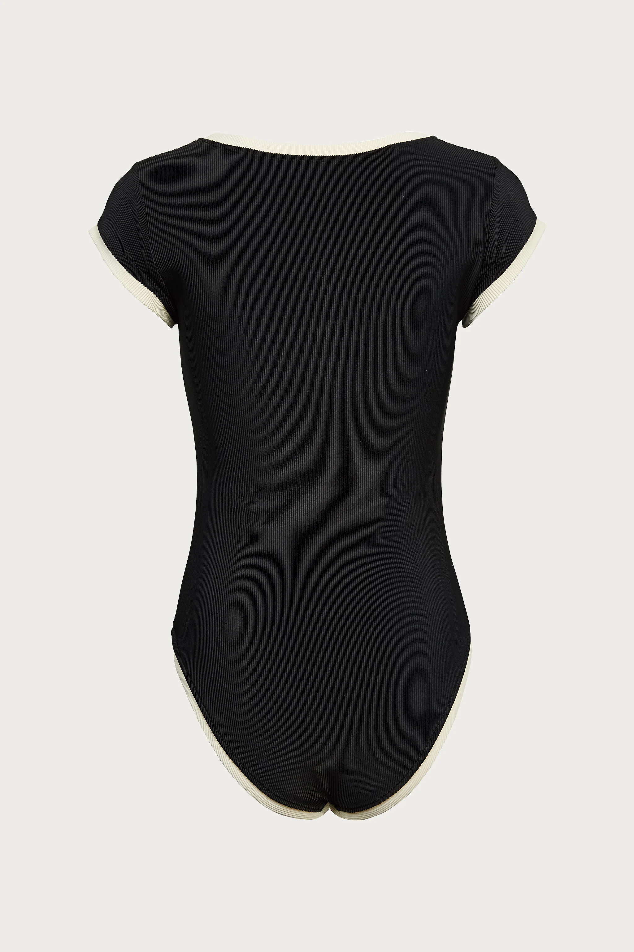 The Grace One Piece (Ribbed Black/Cream) - Image 5