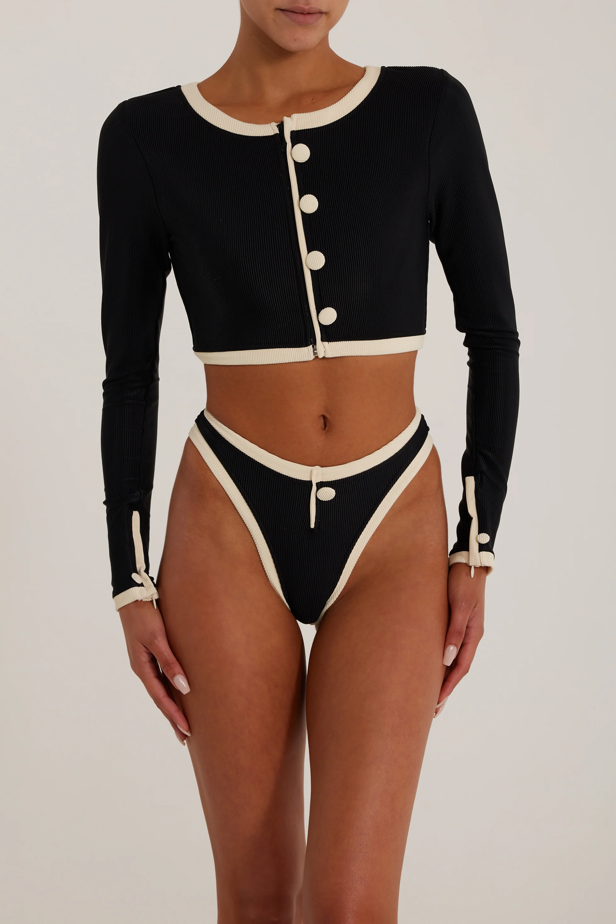The Grace Rashguard (Ribbed Black/Cream) - Image 4