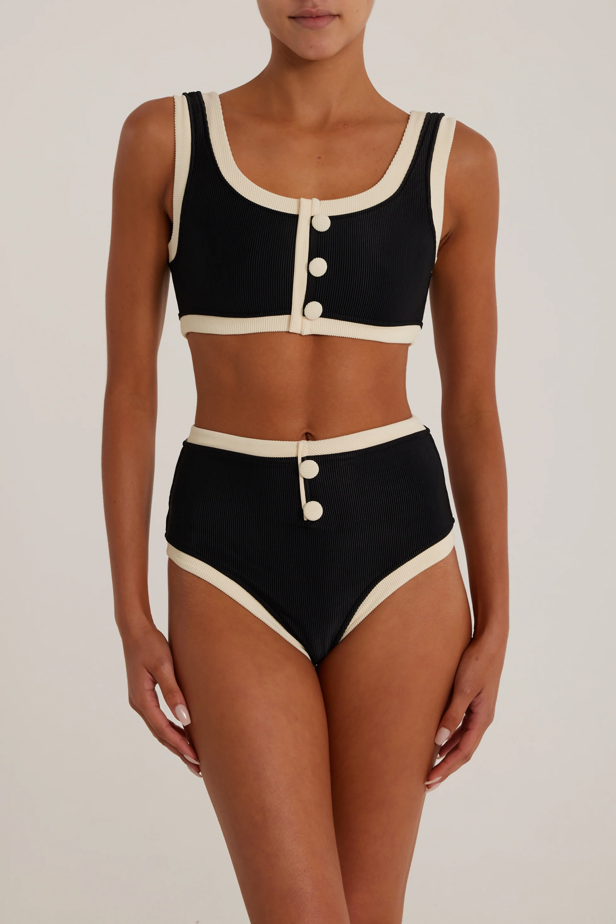 The Grace High Rise (Ribbed Black/Cream) - Image 4