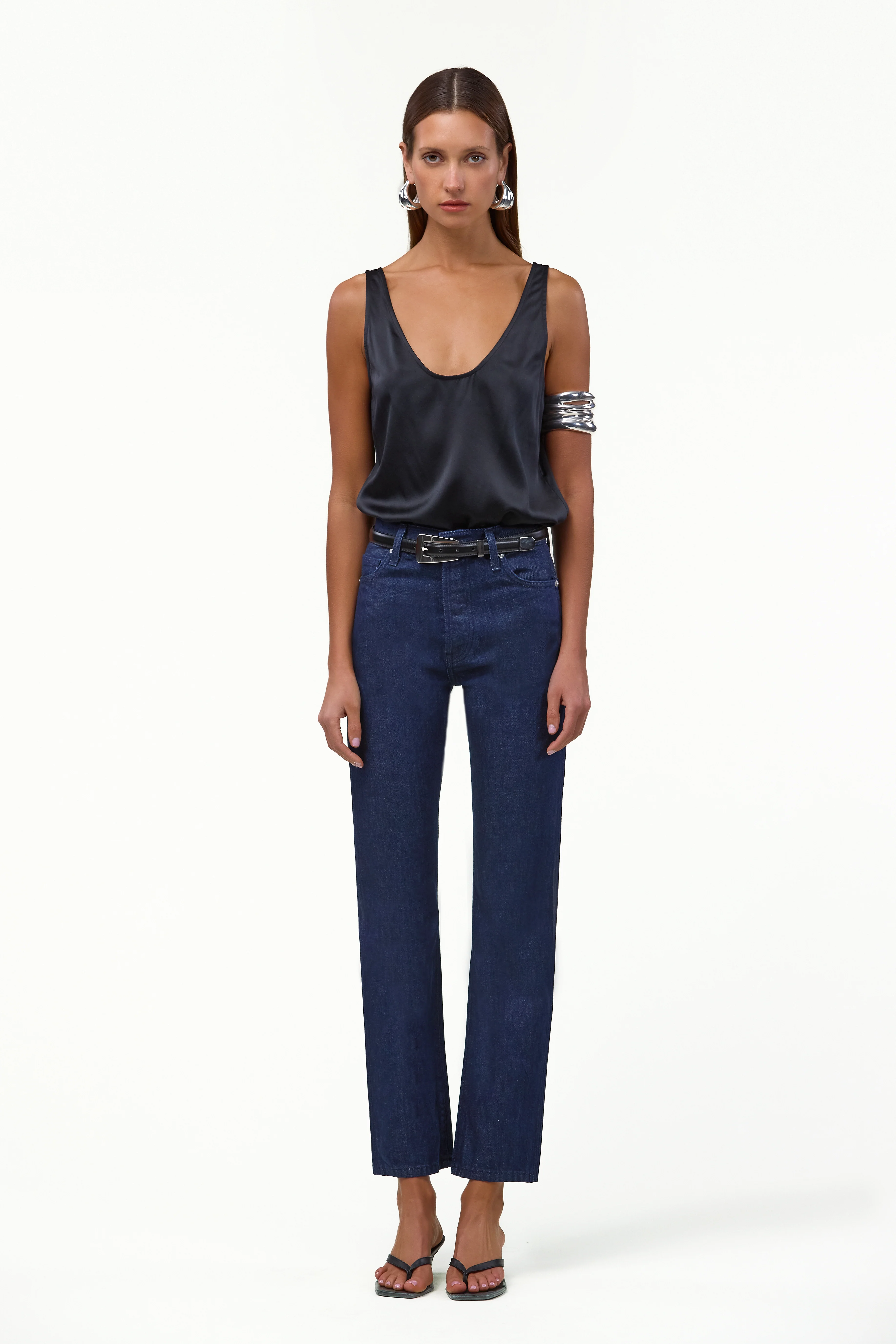 The Straight Ankle Jean (Dark Indigo)