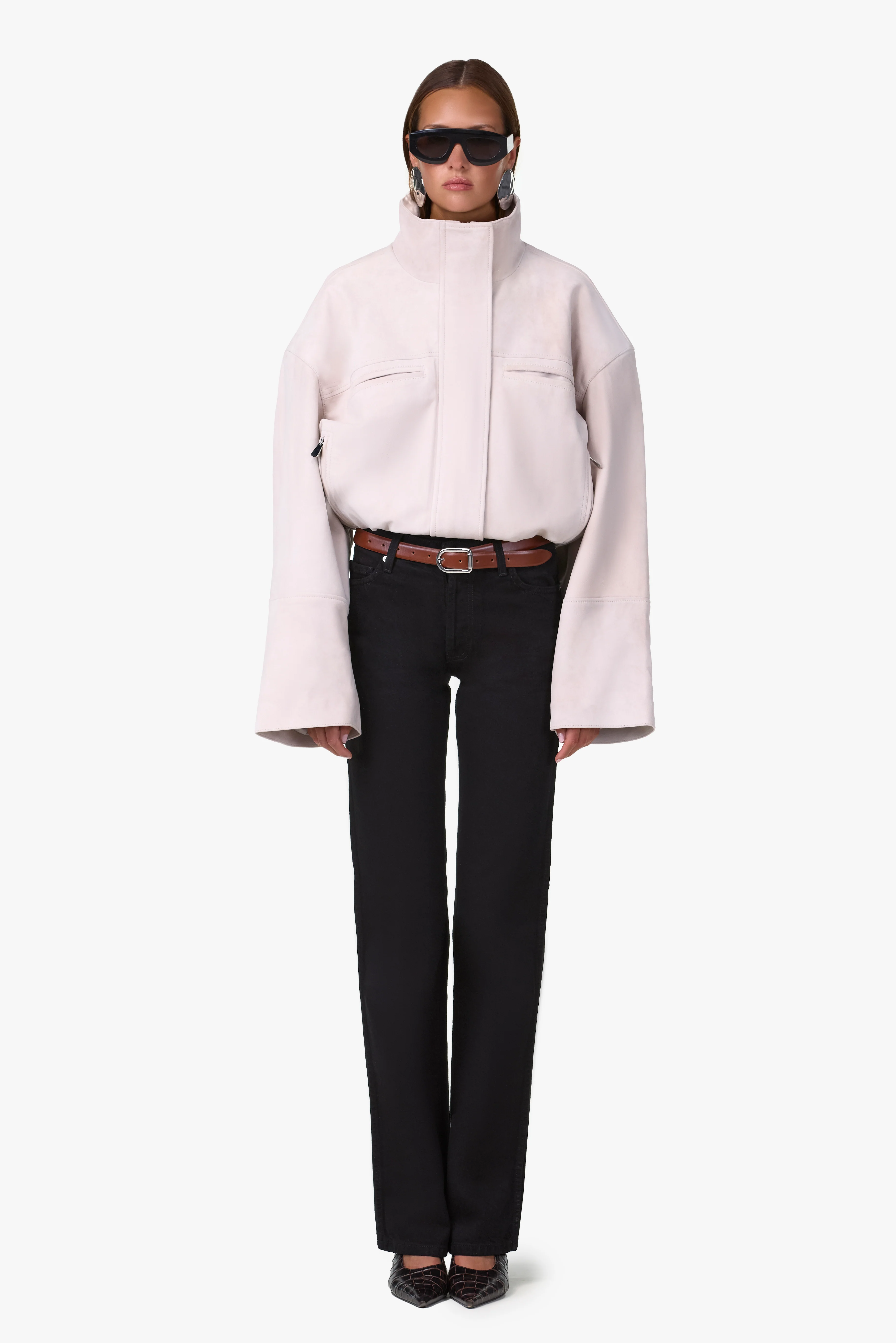 The Suede Bomber Jacket (Taupe) - Image 5