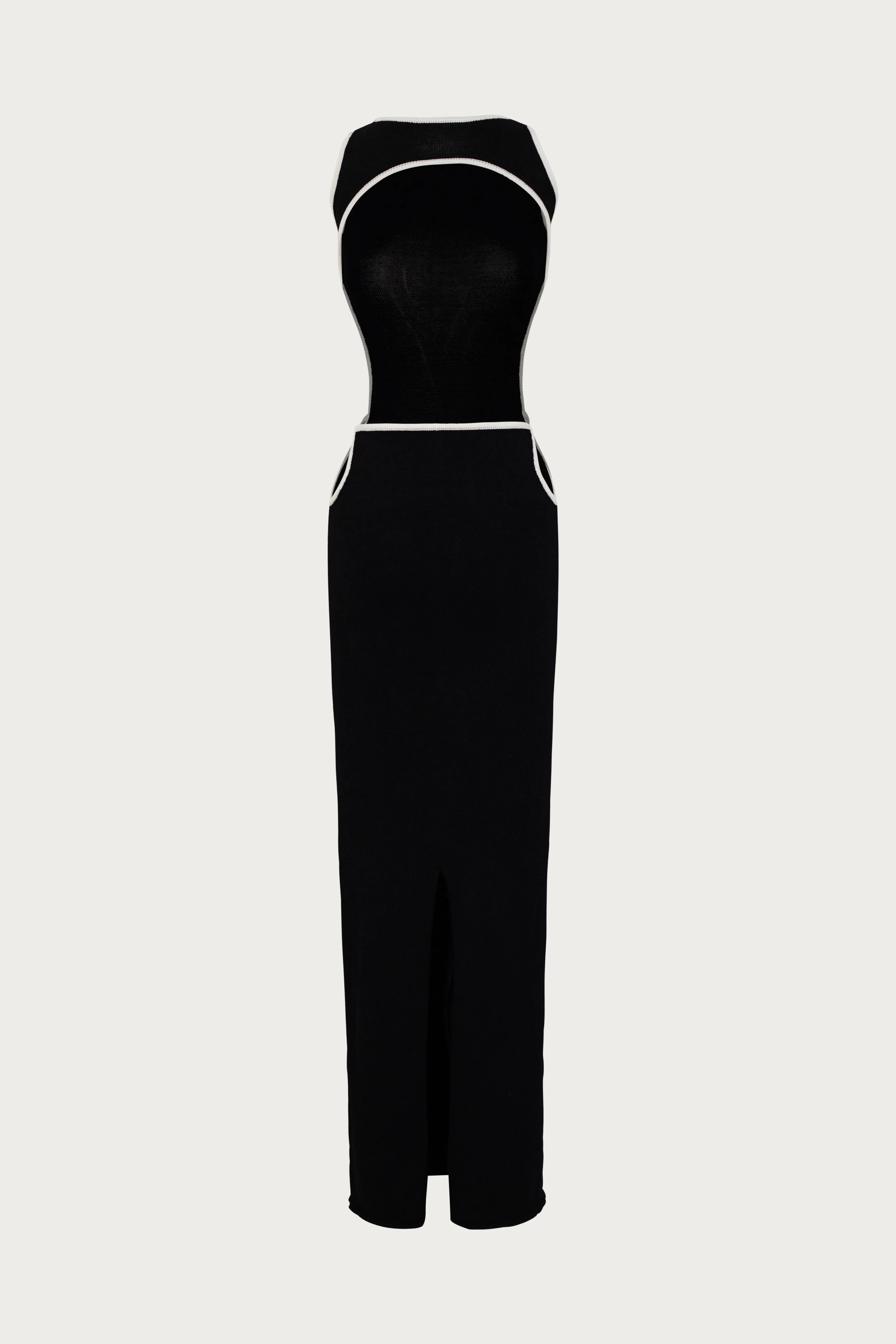 Tie Maxi Dress (Black/Cream) - Image 4