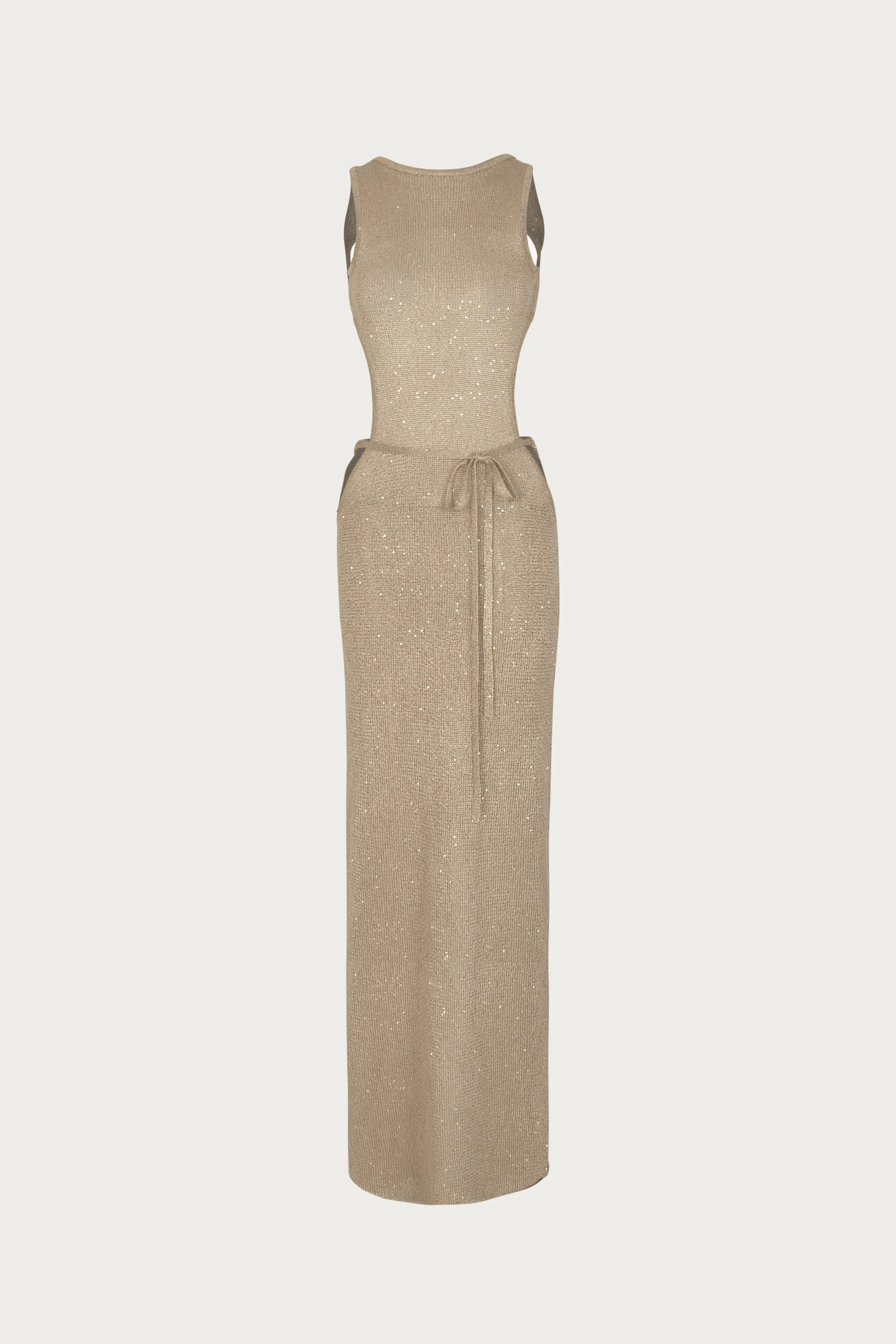 Tie Maxi Dress (Light Gold Sequin) - Image 4