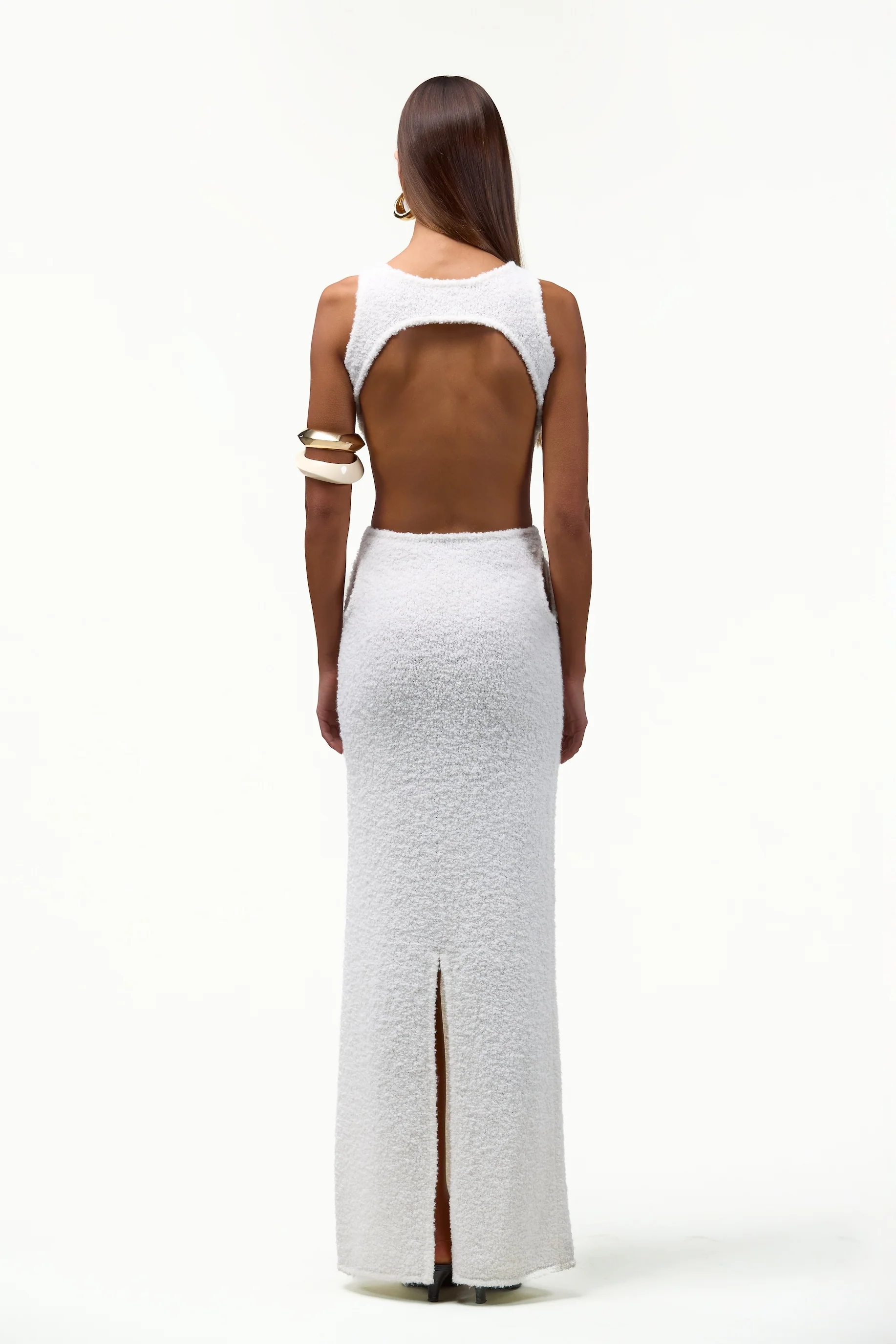 Tie Maxi Dress (White Bouclé) - Image 6