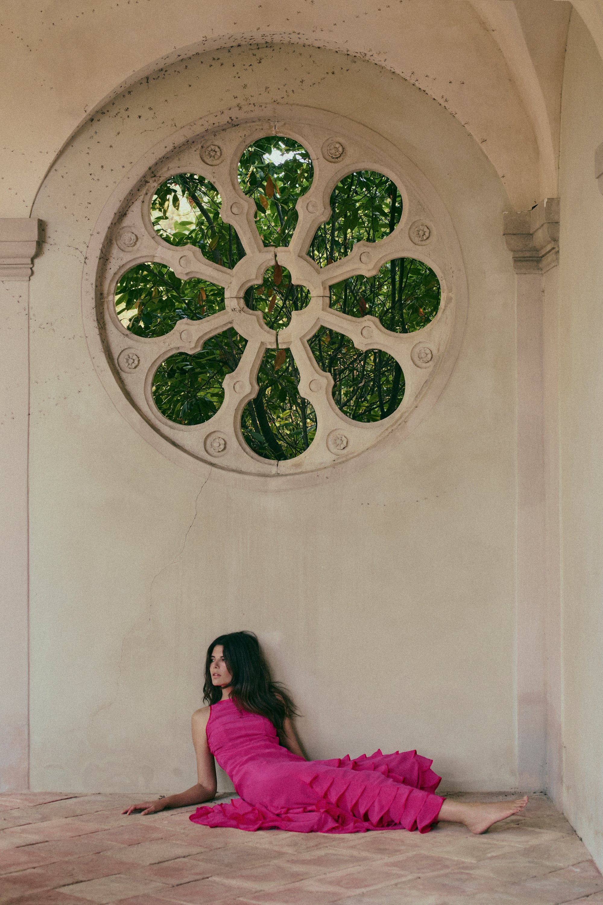 Tiered Chiffon Gown (Fuchsia) - Image 2