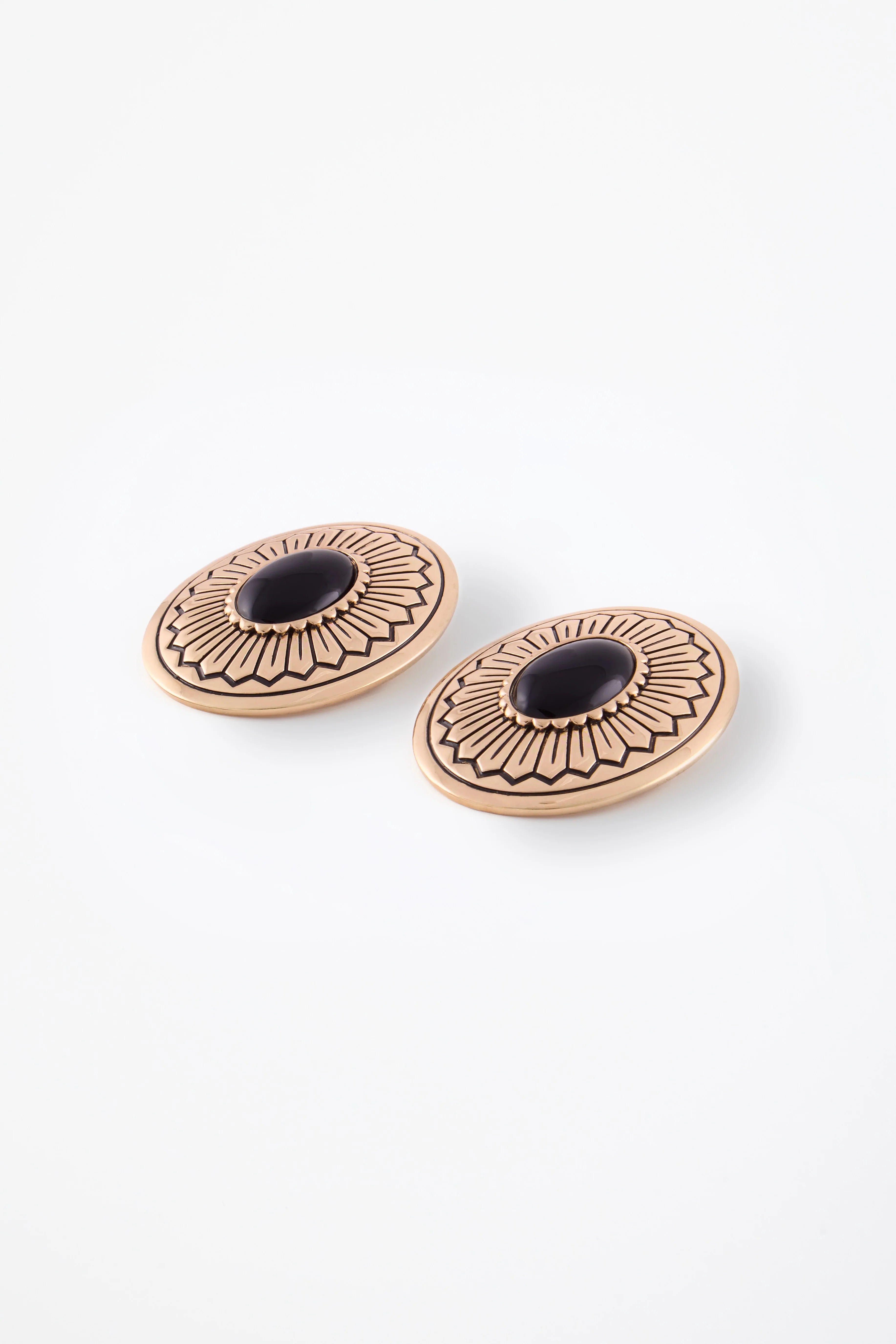 Western Oval Earring (Gold/Black) - Image 5