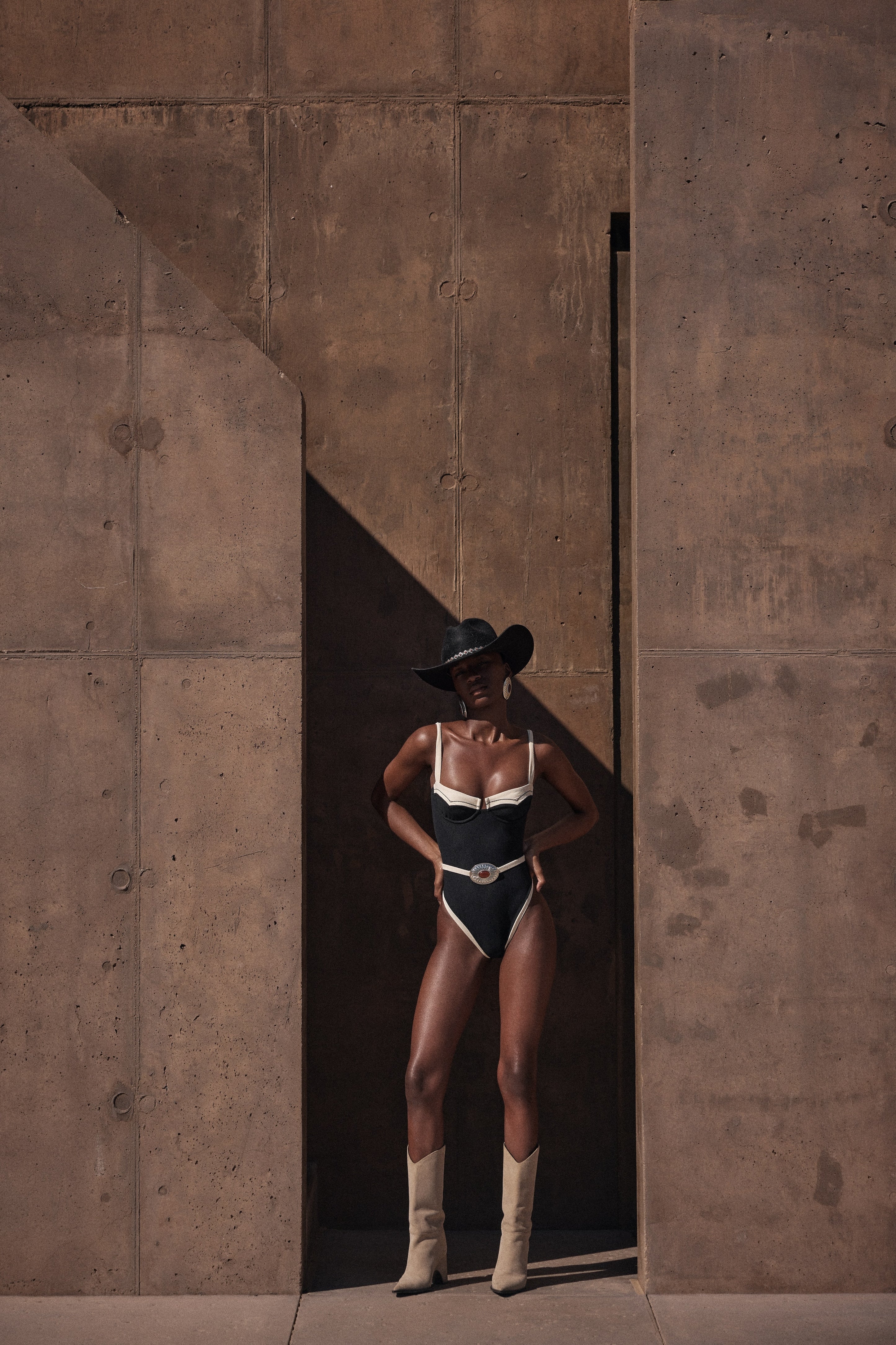 Western One Piece (Faux Suede Black/Cream) - Image 3