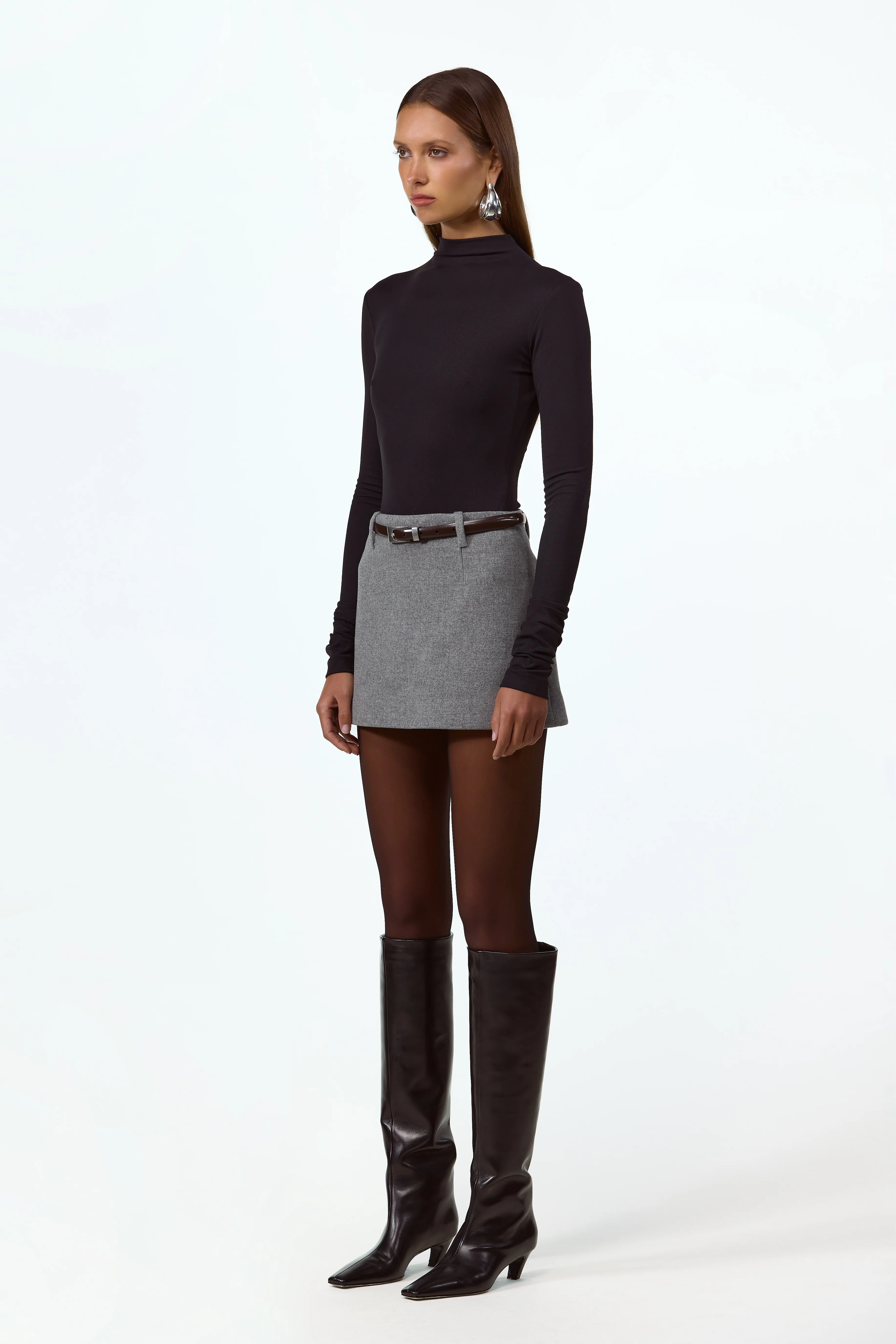 Wool Mini Skirt (Gray) - Image 4